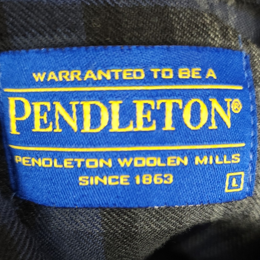 Pendleton Sir Pendleton Plaid‎ Button Down Shirt Men's Large Wool Blue Gray - Picture 7 of 10